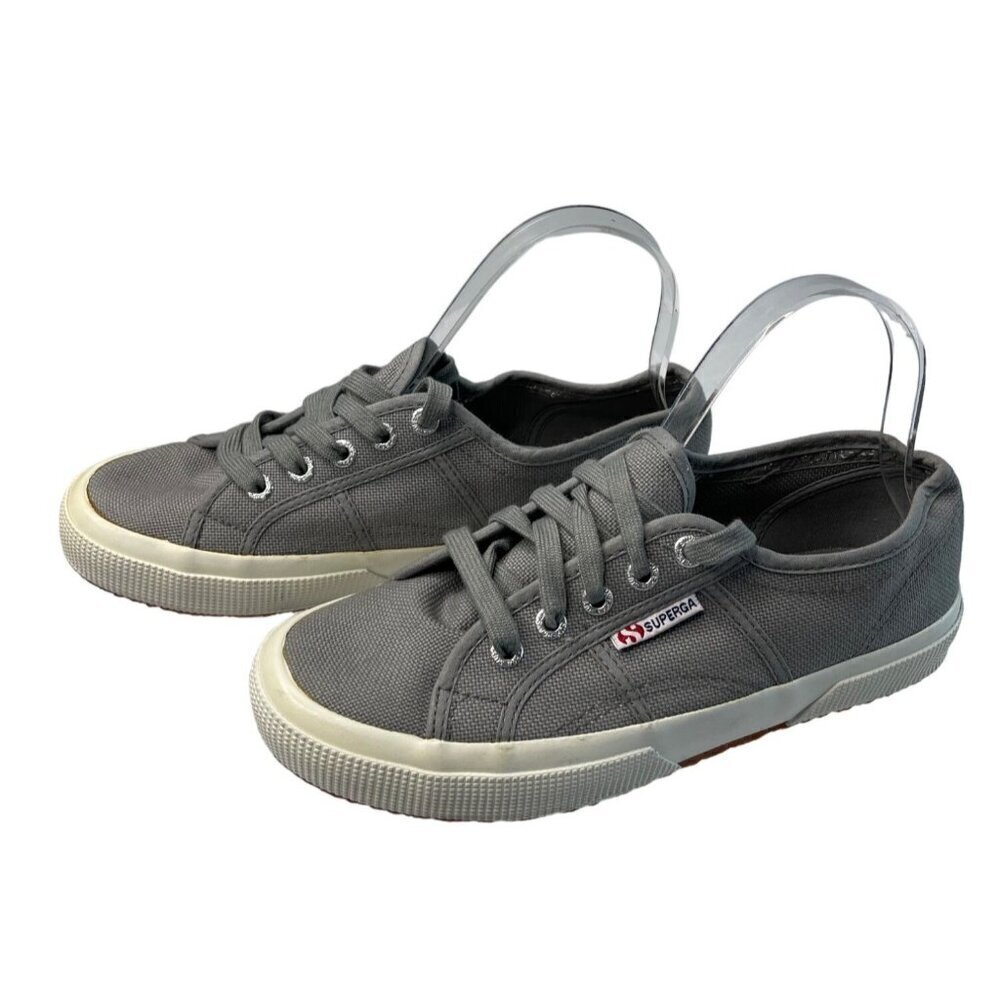 Superga 2750 COTU Classic Grey Canvas Lace Up Sneakers Womens US 7.5 NEW